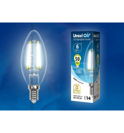 Лампа светодиодная Uniel Air E14 6Вт 4000K LED-C35-6W/NW/E14/CL GLA01TR картон