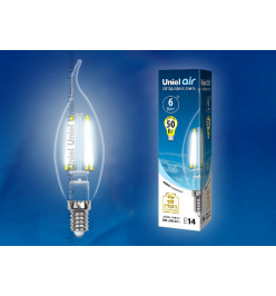 Лампа светодиодная Uniel Air E14 6Вт 4000K LED-CW35-6W/NW/E14/CL GLA01TR картон