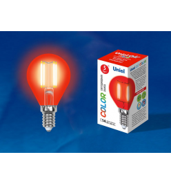 Лампа светодиодная Uniel Air Color E14 5Вт K LED-G45-5W/RED/E14 GLA02RD картон