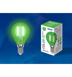 Лампа светодиодная Uniel Air Color E14 5Вт K LED-G45-5W/GREEN/E14 GLA02GR картон