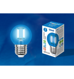 Лампа светодиодная Uniel Air Color E27 5Вт K LED-G45-5W/BLUE/E27 GLA02BL картон