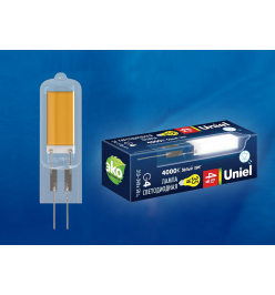 Лампа светодиодная Uniel LED-JC G4 4Вт 4000K LED-JC-220/4W/4000K/G4/CL GLZ08TR картон