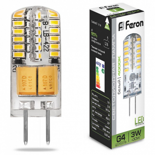 Лампа светодиодная Feron Saffit LB-422 G4 3Вт 4000K 25532